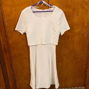 Chic White Textured Midi Dress